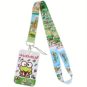 NWT Sanrio Keroppi Hello Kitty Neck Lanyard with ID Badge Holder Keychain